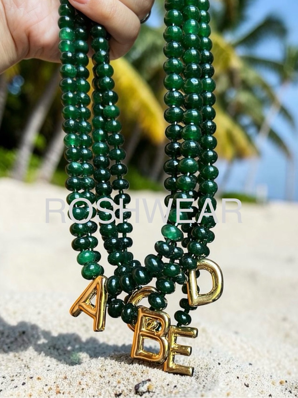 Initial Jade Beaded 24k Gold Plated Necklace